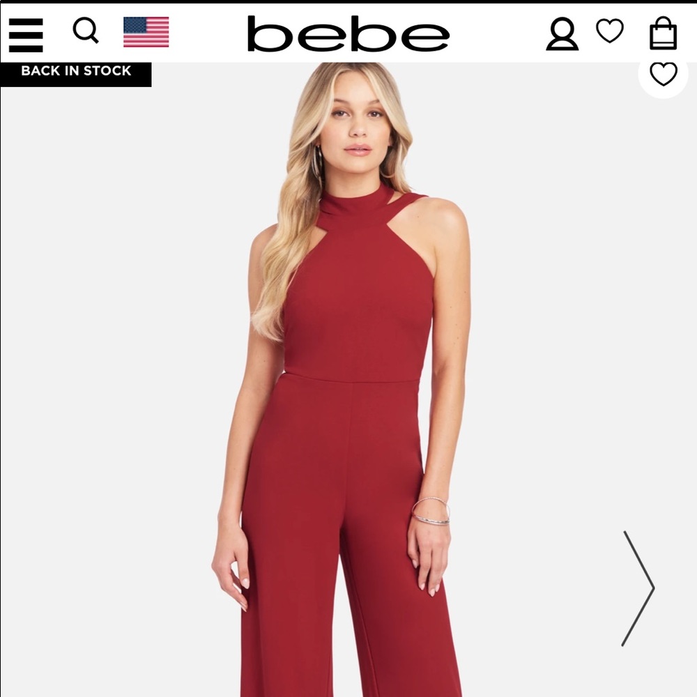 Bebe wide leg halter jumpsuit